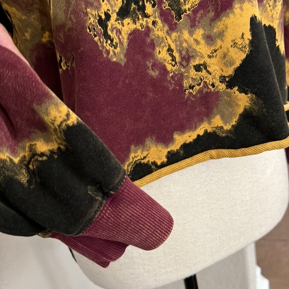 JoyLab maroon, black & gold terry French acid washed crop sweatshirt XS - Picture 8 of 17